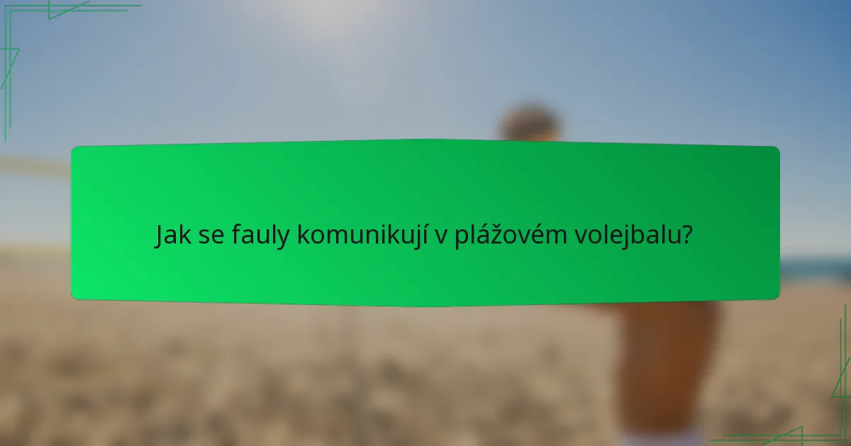 Jak se fauly komunikují v plážovém volejbalu?