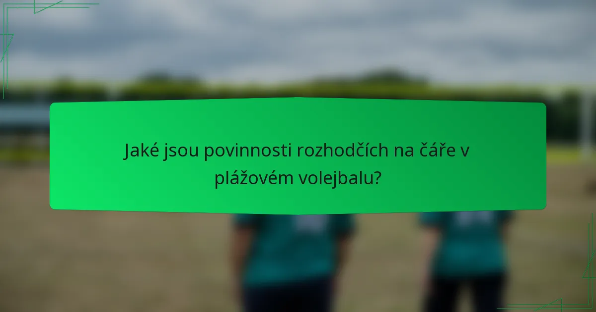 Jaké jsou povinnosti rozhodčích na čáře v plážovém volejbalu?